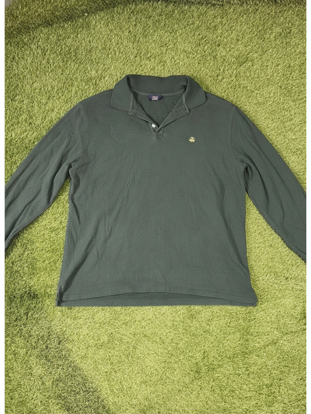 Vintage Brooks Brothers Long Sleeve Polo Shirt Dark Green Cotton Mens XXL